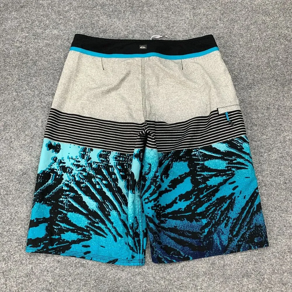 Quiksilver Board Shorts Mens 29 Patterned Drawstring Stretch Mid Rise Swim Wear